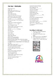 English Worksheet: One Day by Matisyahu