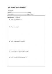 English Worksheet: book review questionnaire+vocabulary list