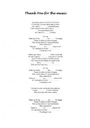 English Worksheet: Thank you for the music-song