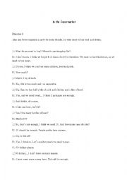 English Worksheet: In the Supermarket 