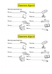 English Worksheet: classroom supplies