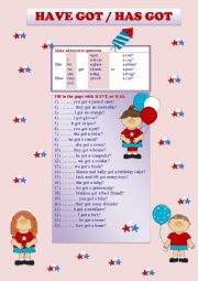 English Worksheet: have got,has got