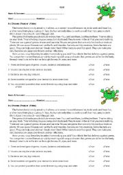English Worksheet: True-False Activity about germs (a passage)