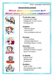 English Worksheet: Body Language