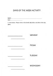 English Worksheet: Days of the week