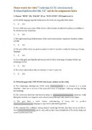 English Worksheet: Working with a Video on the Subject 