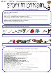 English Worksheet: sport - video and vocabulary