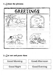 English Worksheet: Greetings Exercise For Very Young Learners