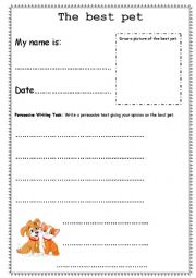English Worksheet: The Best Pet
