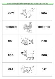 Activity cards to form groups of three (animal noises)