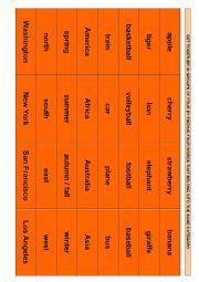 Activity cards to form groups of four 