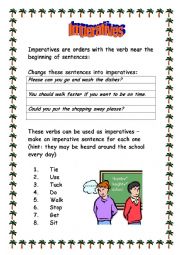 English Worksheet: Imperative Verbs