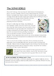 English Worksheet: The Singing Starlings