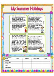 English Worksheet: My Summer Holidays