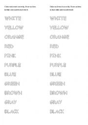 English Worksheet: Reading Colors