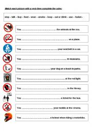 English Worksheet: Rules