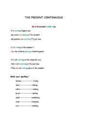 English Worksheet: present progressive