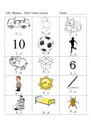 English Worksheet: ESL Phonics 1