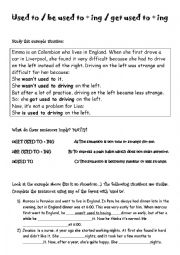 English Worksheet: used to / be used to / get used to/