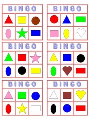 English Worksheet: Color and shape bingo