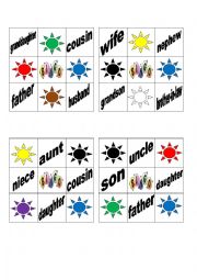 English Worksheet: Colors and Family Bingo