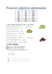 English Worksheet: possessive adjectives and pronouns