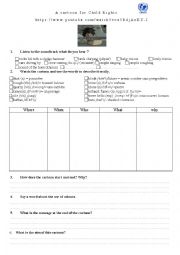 English Worksheet: A cartoon for child rights