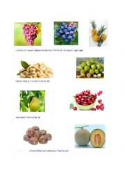 English Worksheet: fruits