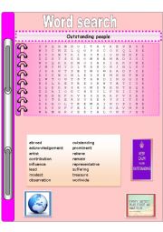English Worksheet: Outstanding people Word search