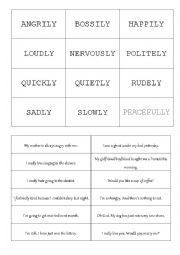 English Worksheet: DRAMA EXERCISE - ADVERBS OF MANNER