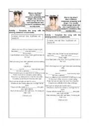 English Worksheet: Lilly Allen song