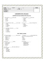 English Worksheet: Test 4th grade