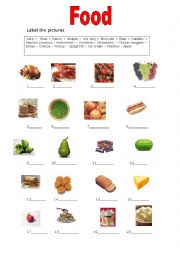 Food - Label the pictures
