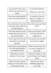 English Worksheet: food