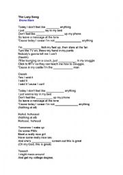 English Worksheet: Lazy Song - By Bruno Mars