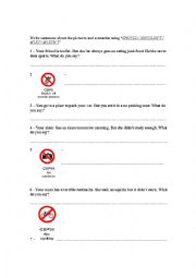 Worksheet about should and must
