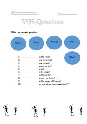 English Worksheet: wh questions quiz