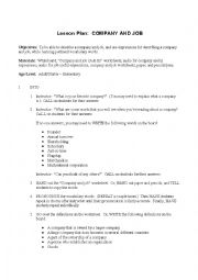 English Worksheet: Company and Job