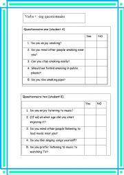 Questionnaires (verbs+ing)