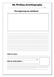 English Worksheet: My Writing Autobiography