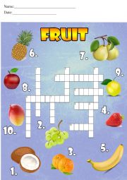 English Worksheet: Fruit Crossword Puzzle
