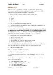 English Worksheet:    Back to the Future: Question sheet - part 3