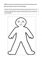 English Worksheet: Draw and color this man
