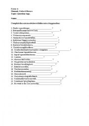 English Worksheet: Question tags.