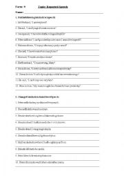 English Worksheet: Reported speech.