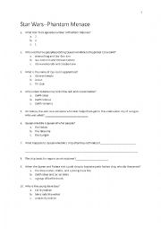 English Worksheet: Star Wars Phantom Menace 