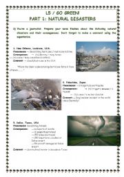 English Worksheet: GO GREEN - NEWS FLASHES 2 - NATURAL DISASTERS 