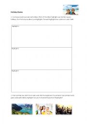 English Worksheet: Holiday game after summer vacation