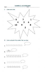 English Worksheet: numbers worksheet