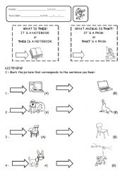 English Worksheet: THIS - THAT and TO BE